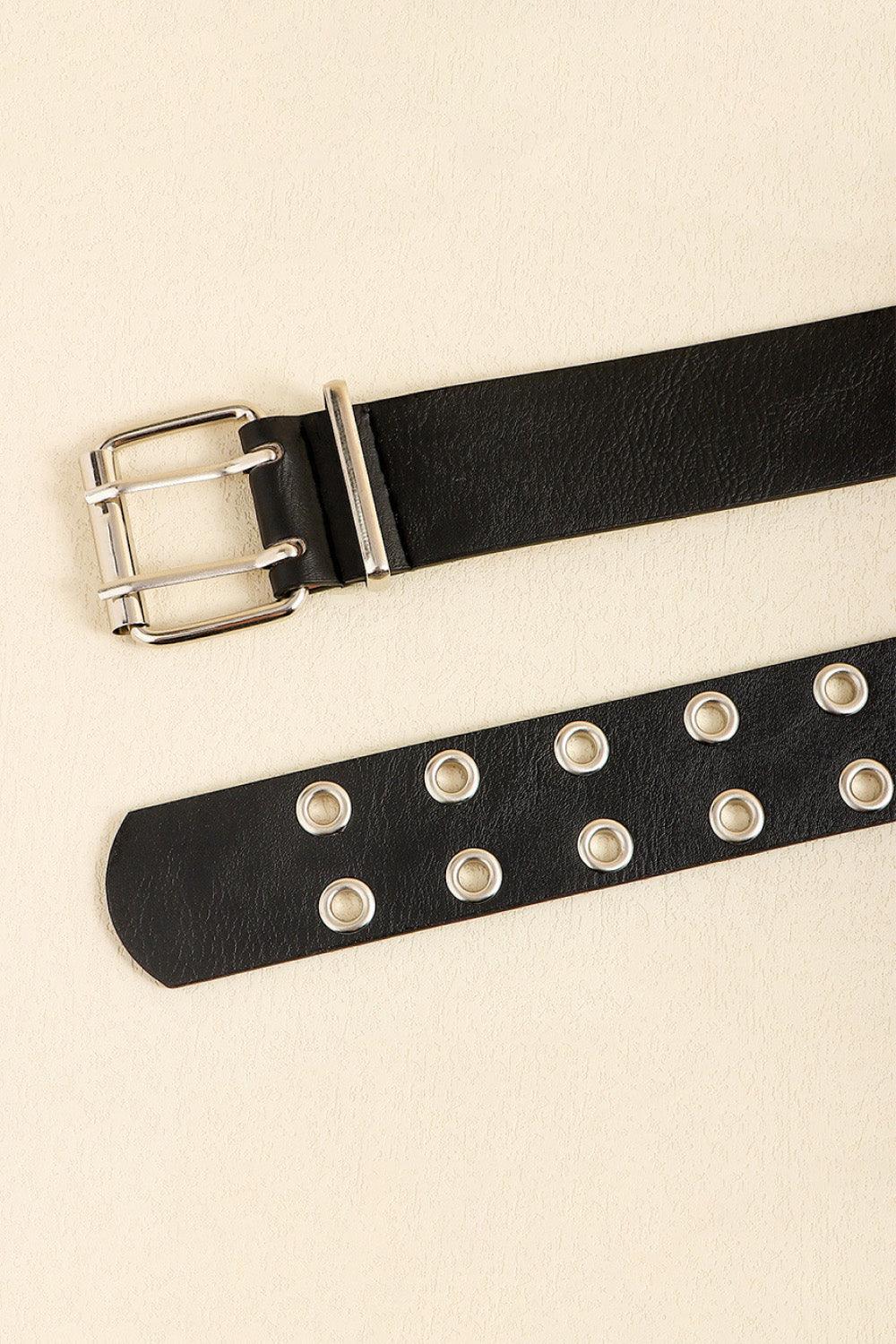 pu leather two row eyelet belt