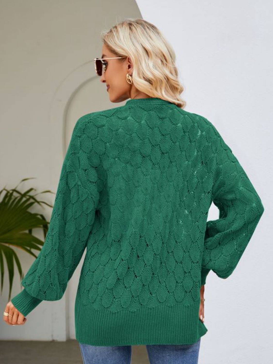 open front ribbed trim cardigan