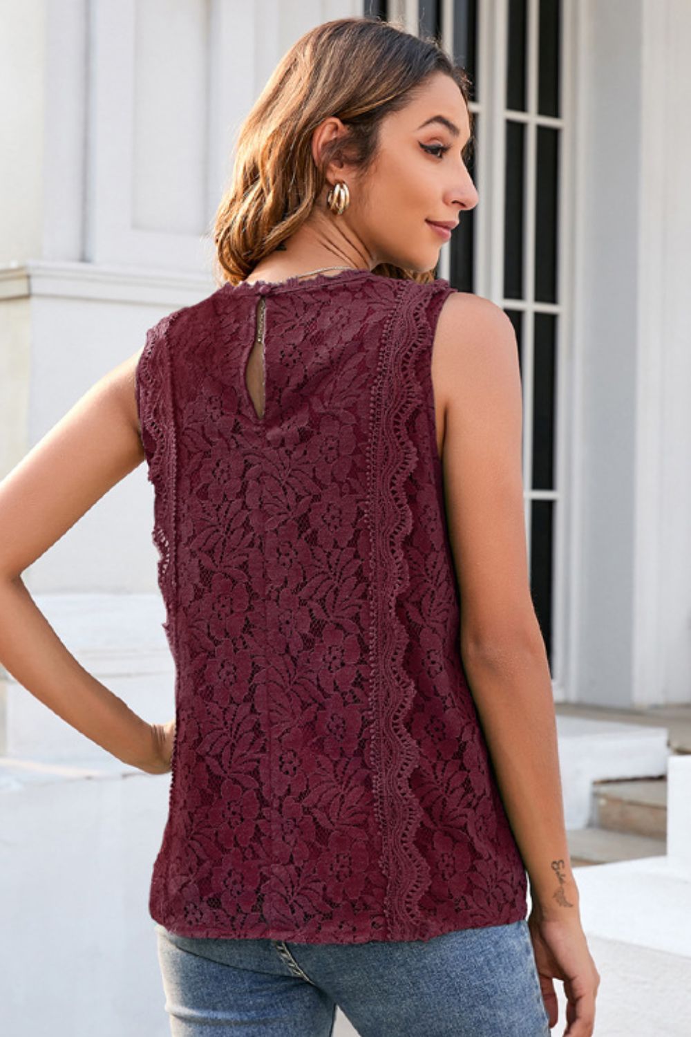 lace v-neck tank