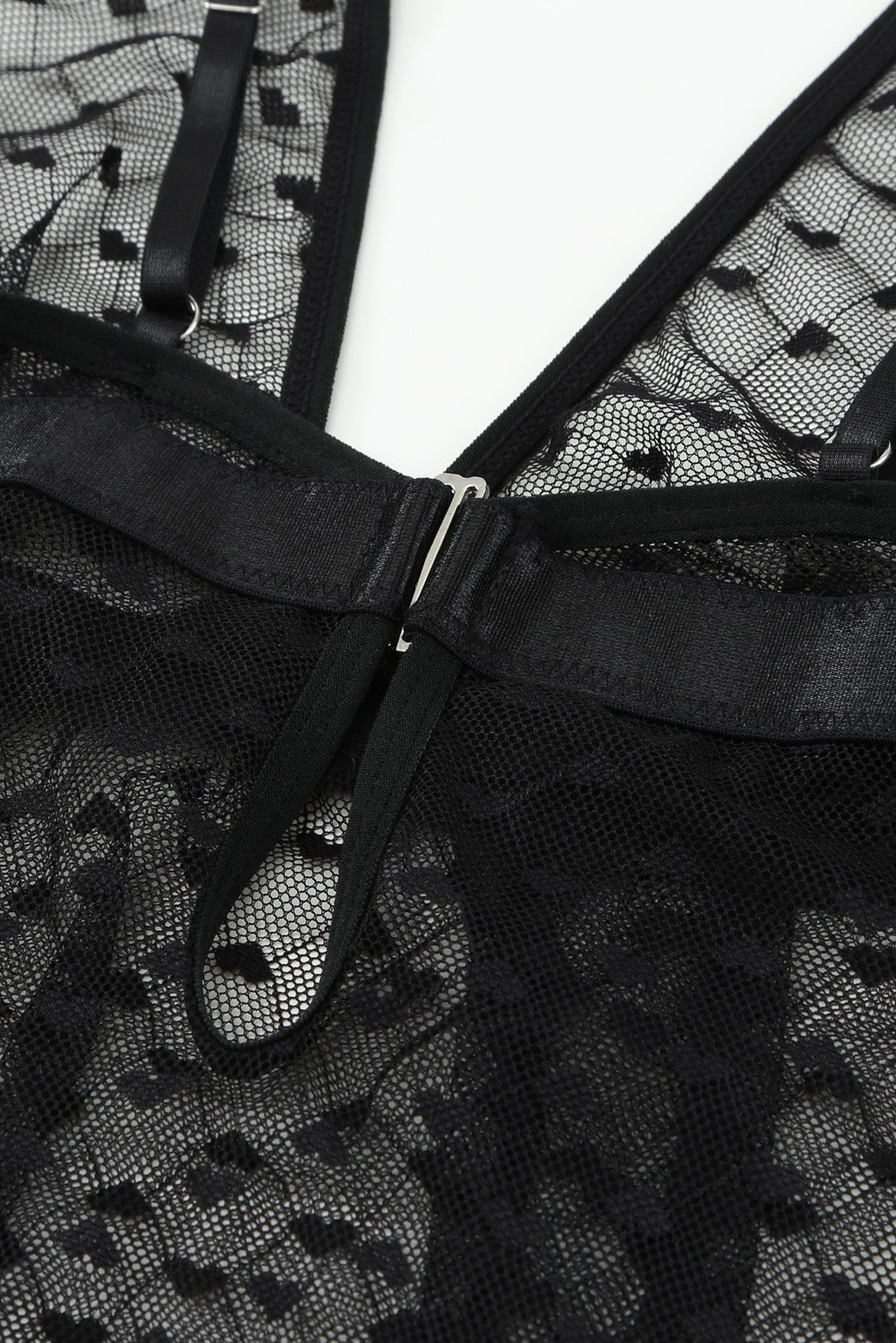 heart print slit hem babydoll lingerie set with thong