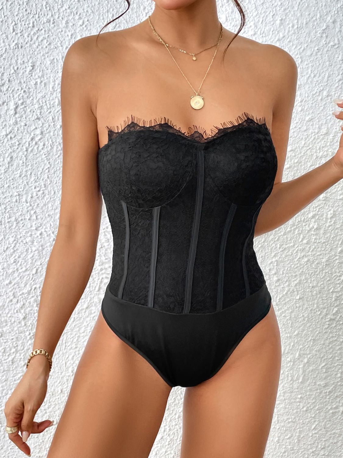 strapless sweetheart neck bodysuit