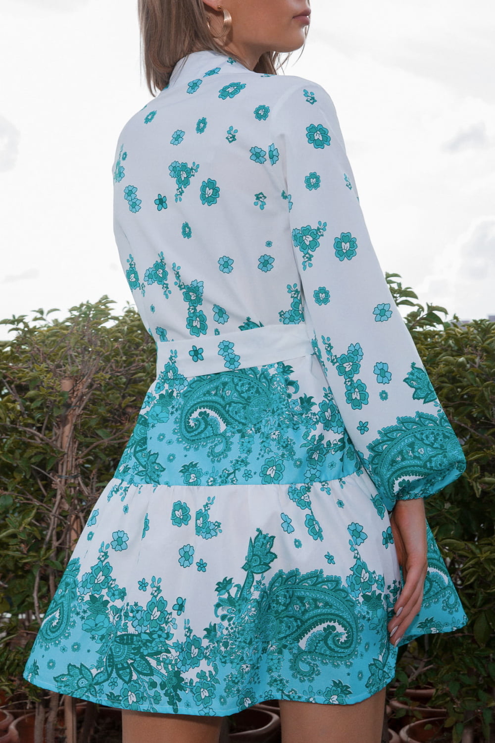 collared neck tie waist shirt dress