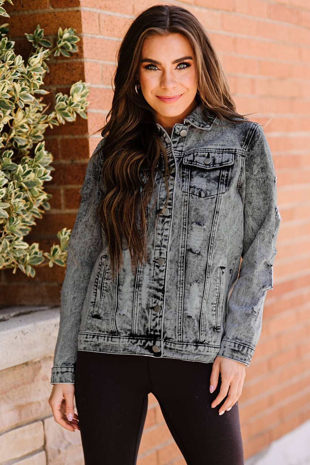 acid wash distressed denim jacket