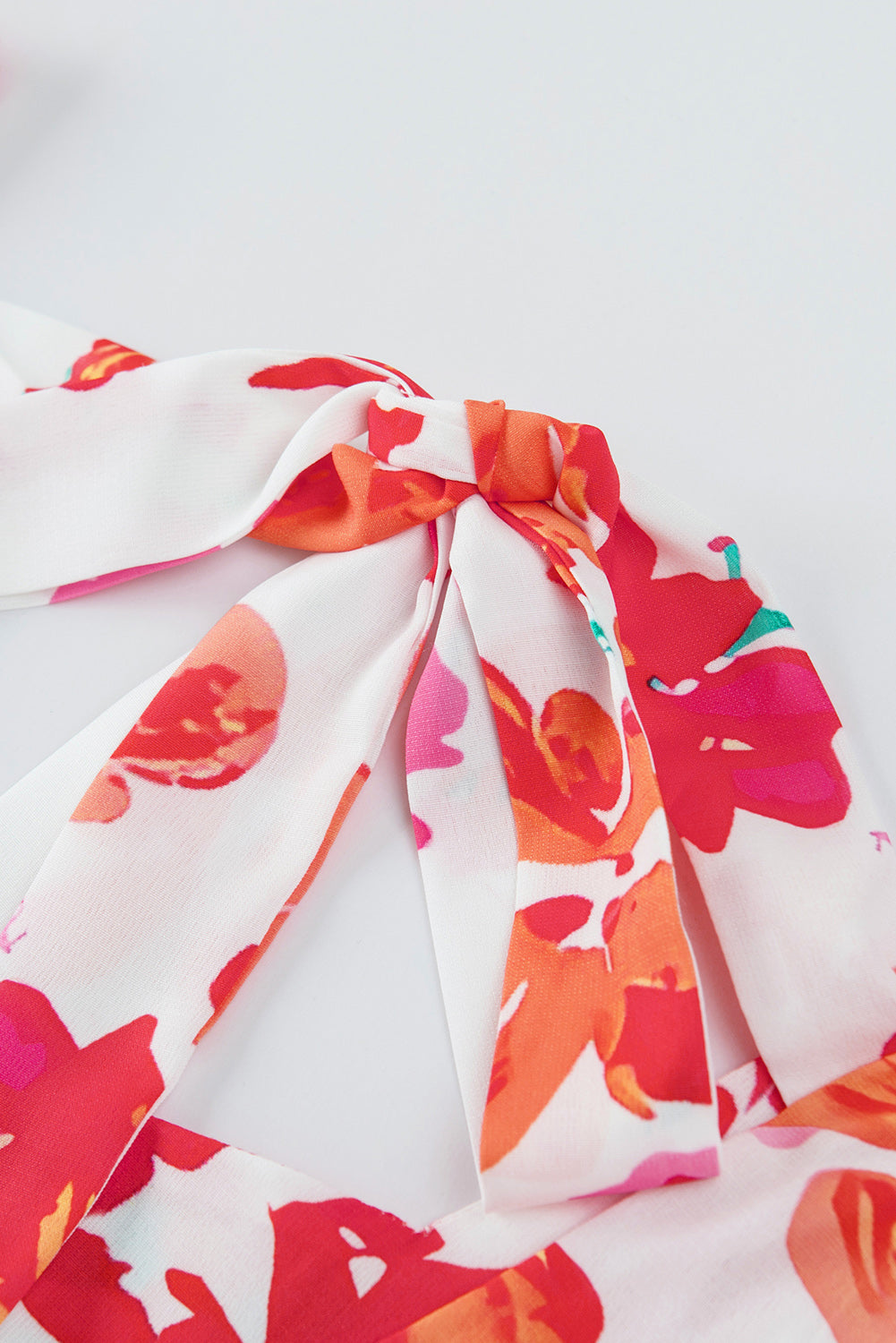 floral tie back square neck blouse
