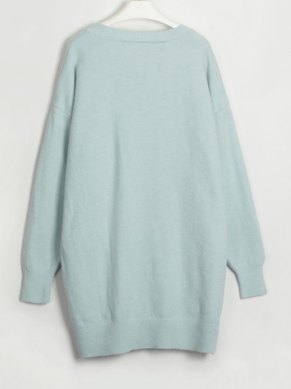 v-neck dropped shoulder sweater dress