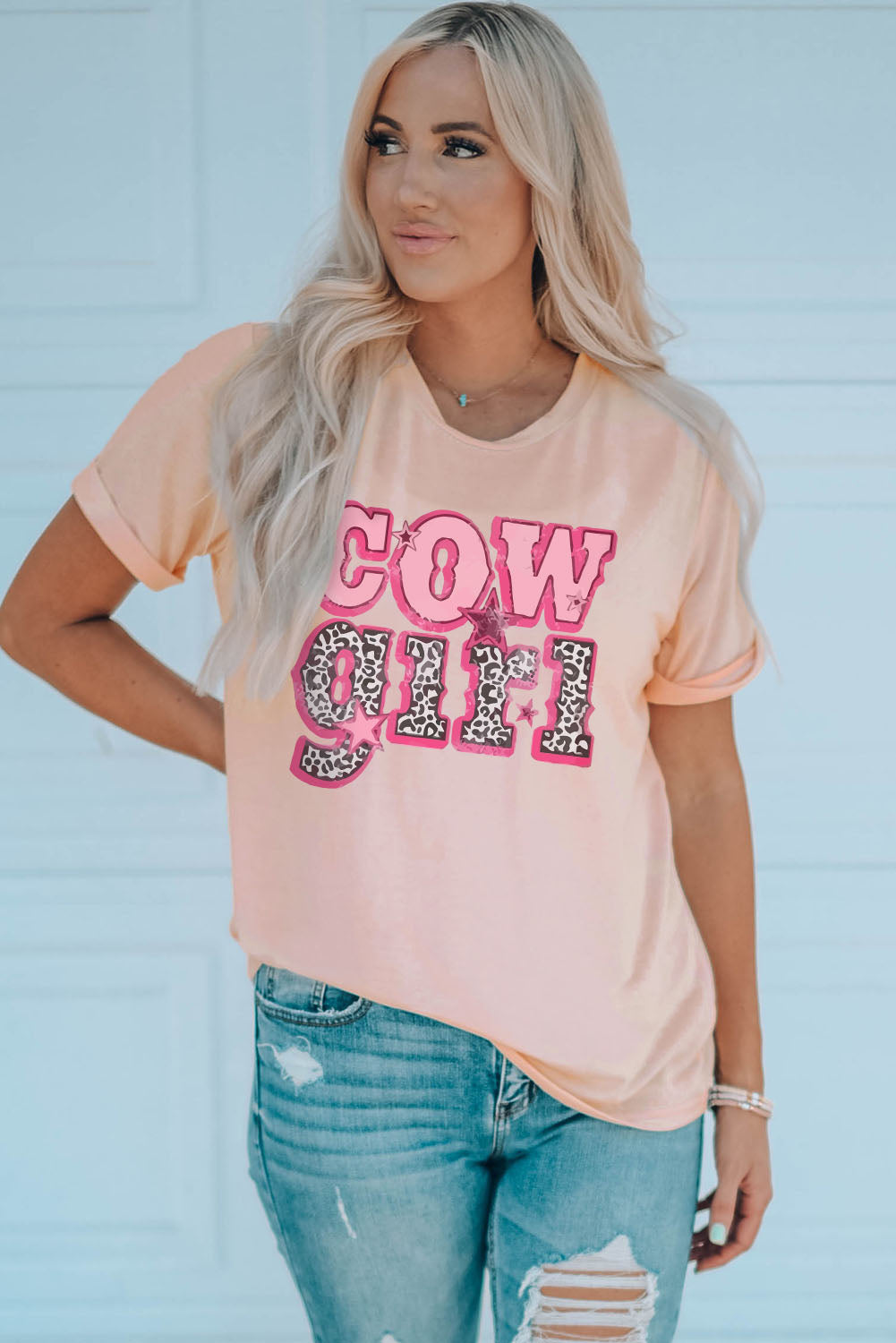 cowgirl graphic cuffed tee