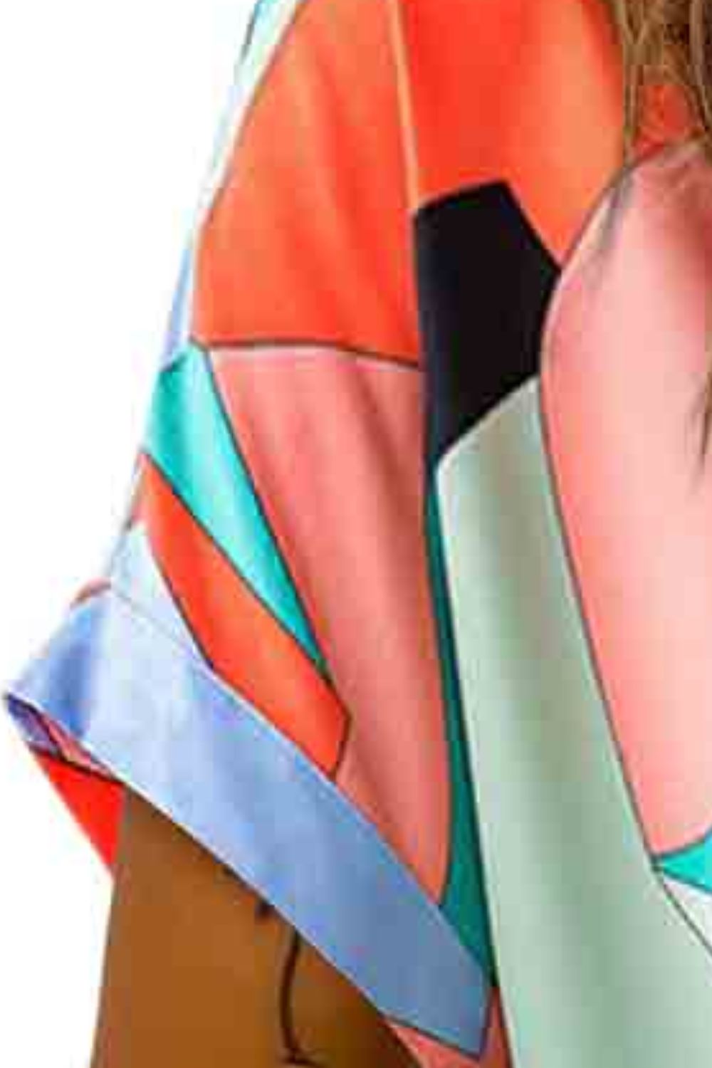 printed v-neck short sleeve blouse