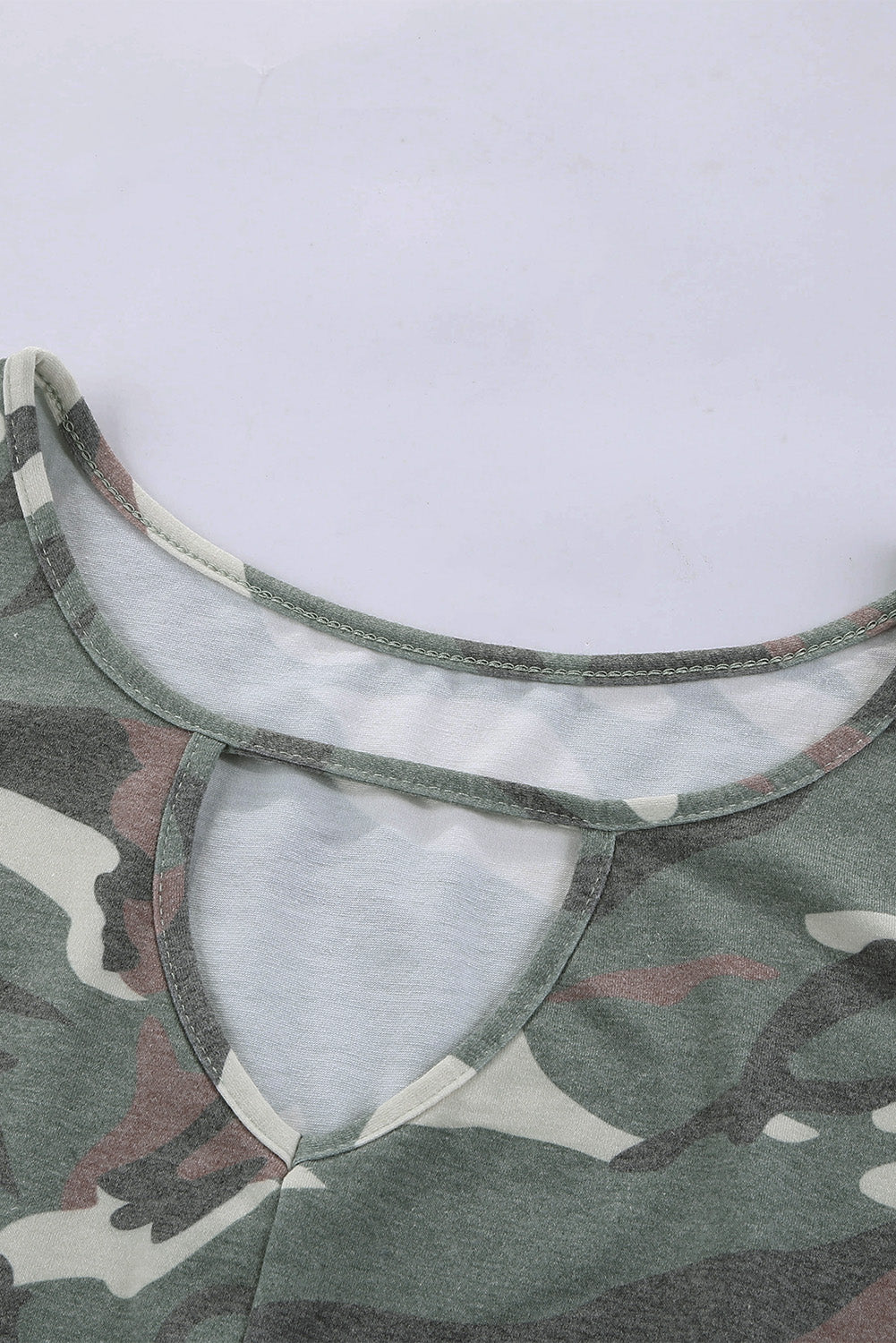 camouflage print cutout hem detail tank