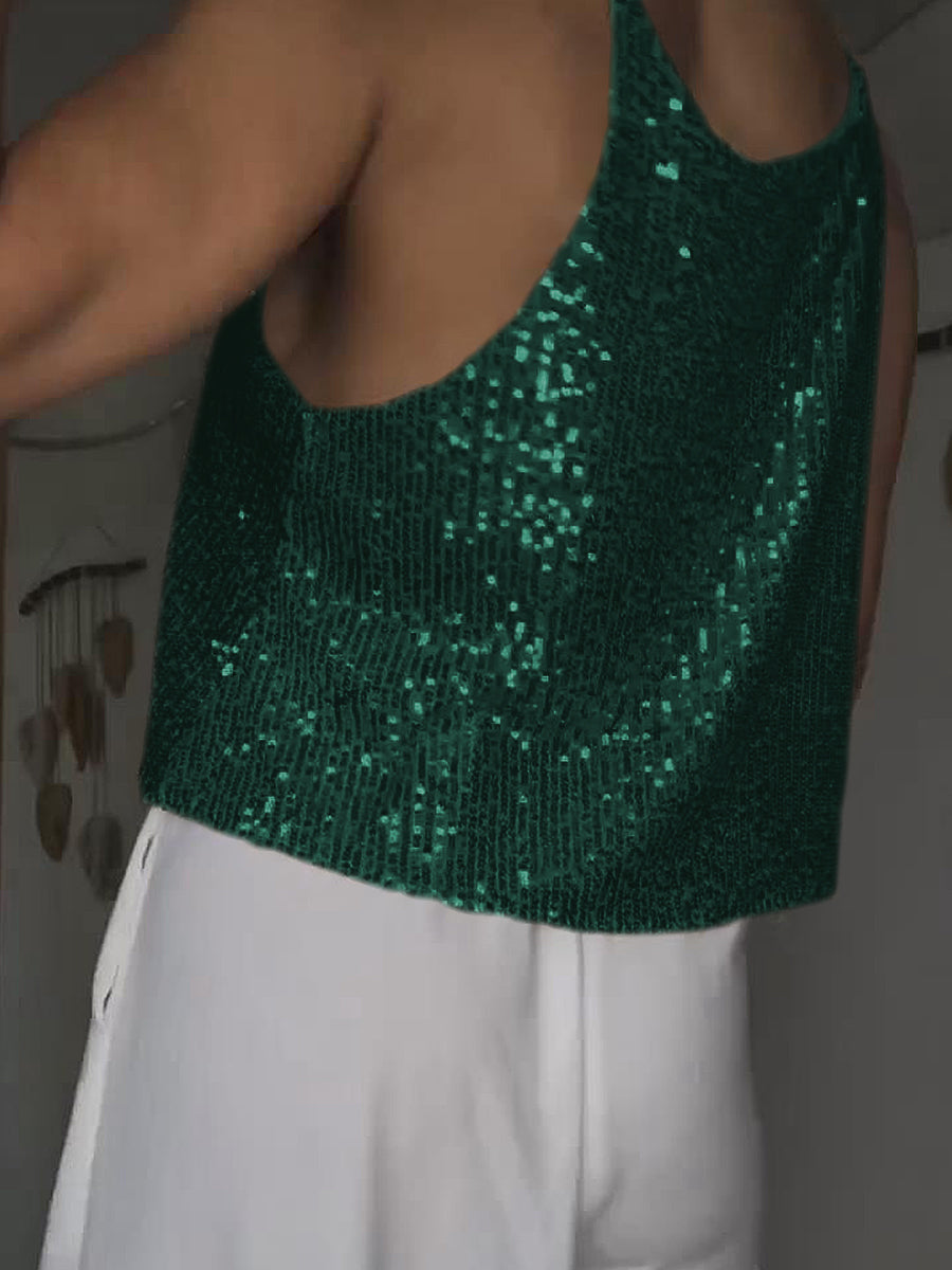 sequin deep v tank