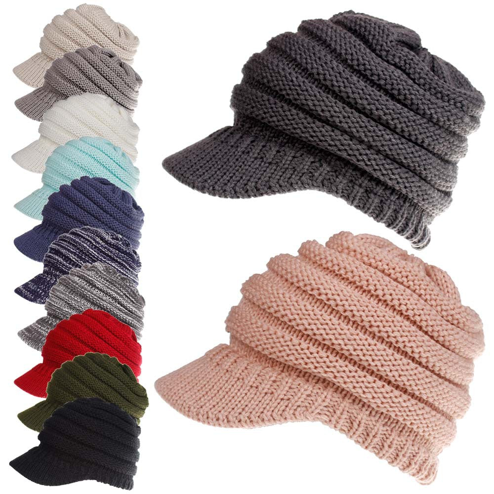 women ponytail beanies autumn winter hats female soft knitting caps warm ladies skullies