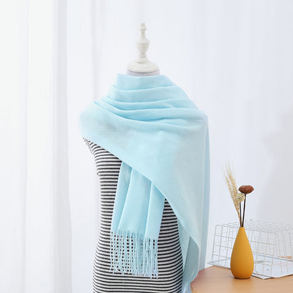 Solid Colored Long Towel Thickened For Warmth