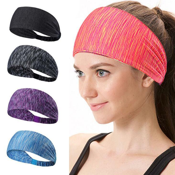 men women sweat sweatband headband yoga gym running stretch sports head band random color
