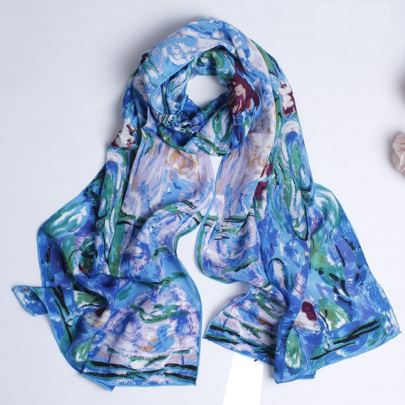 crepe satin long scarf women 160x45 shawl