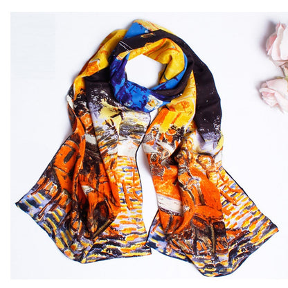 Crepe Satin Long Scarf Women 160x45 Shawl