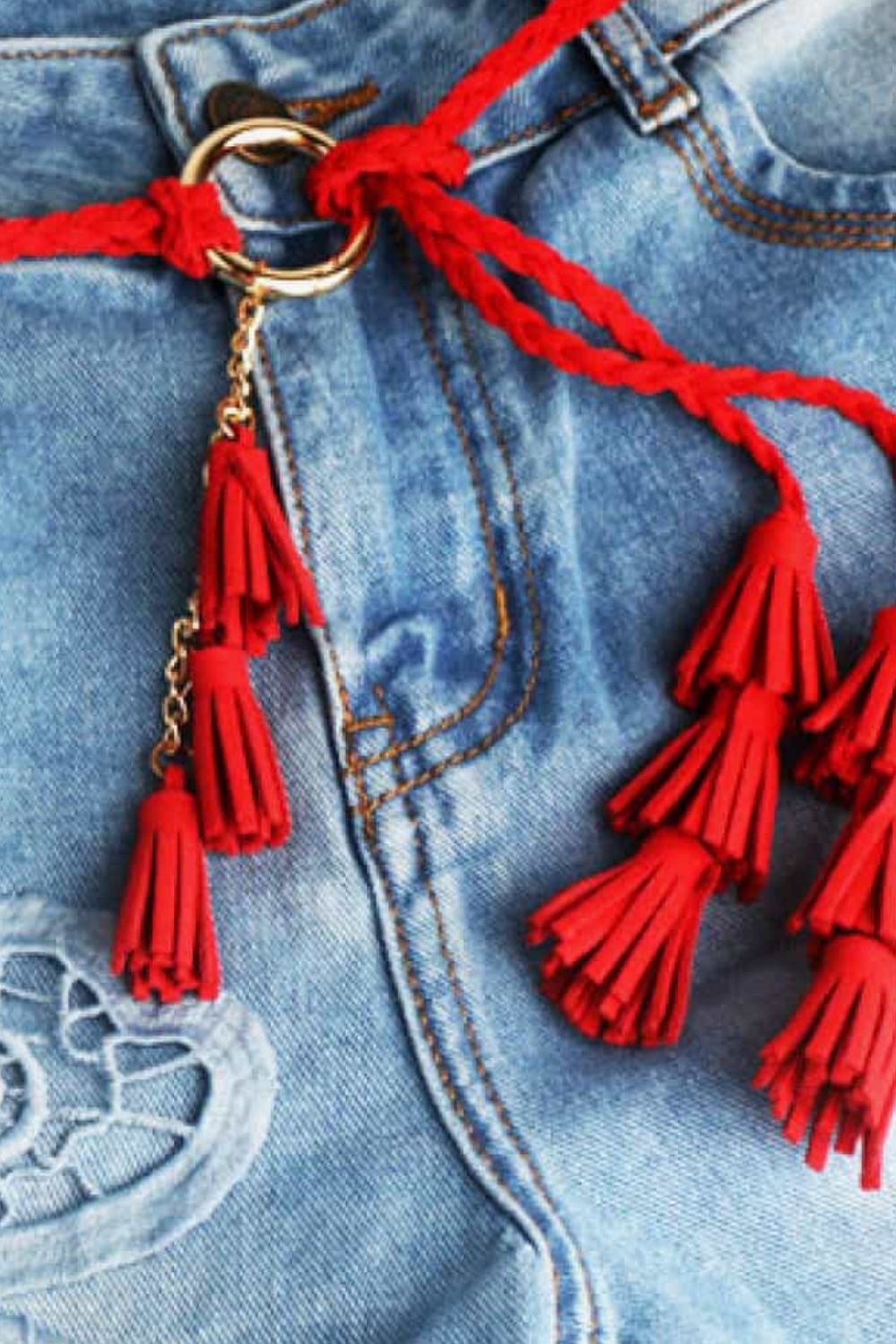 braid belt with tassels