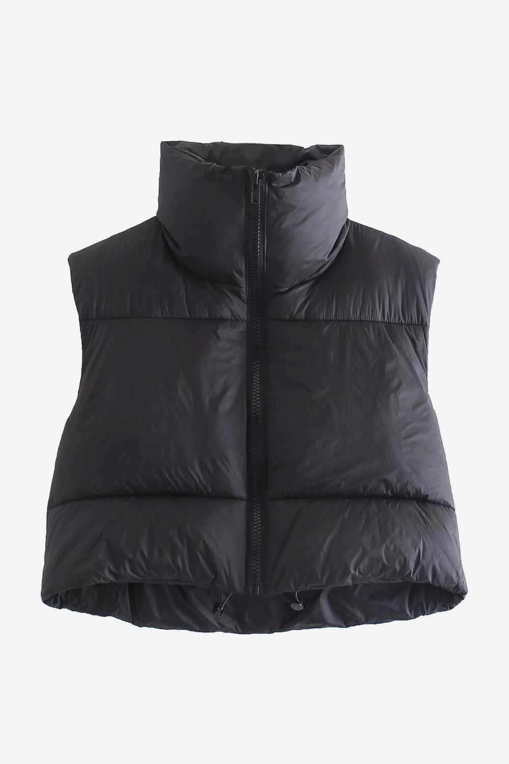 zip-up drawstring puffer vest