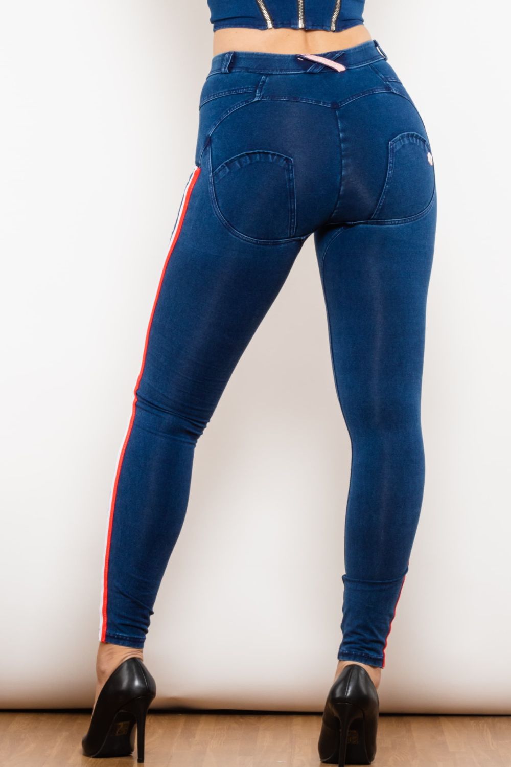 side stripe skinny jeans