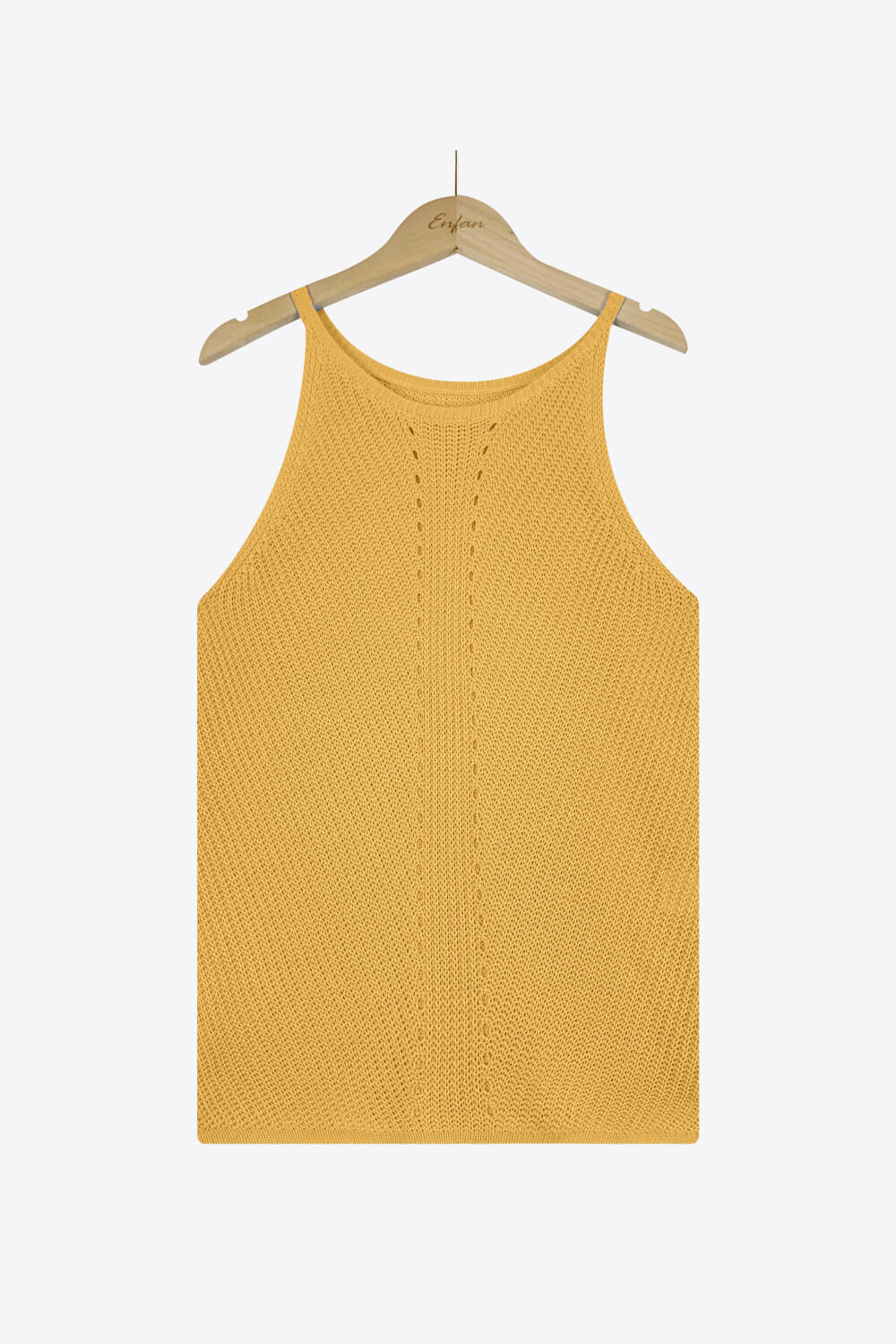 openwork grecian neck knit tank top