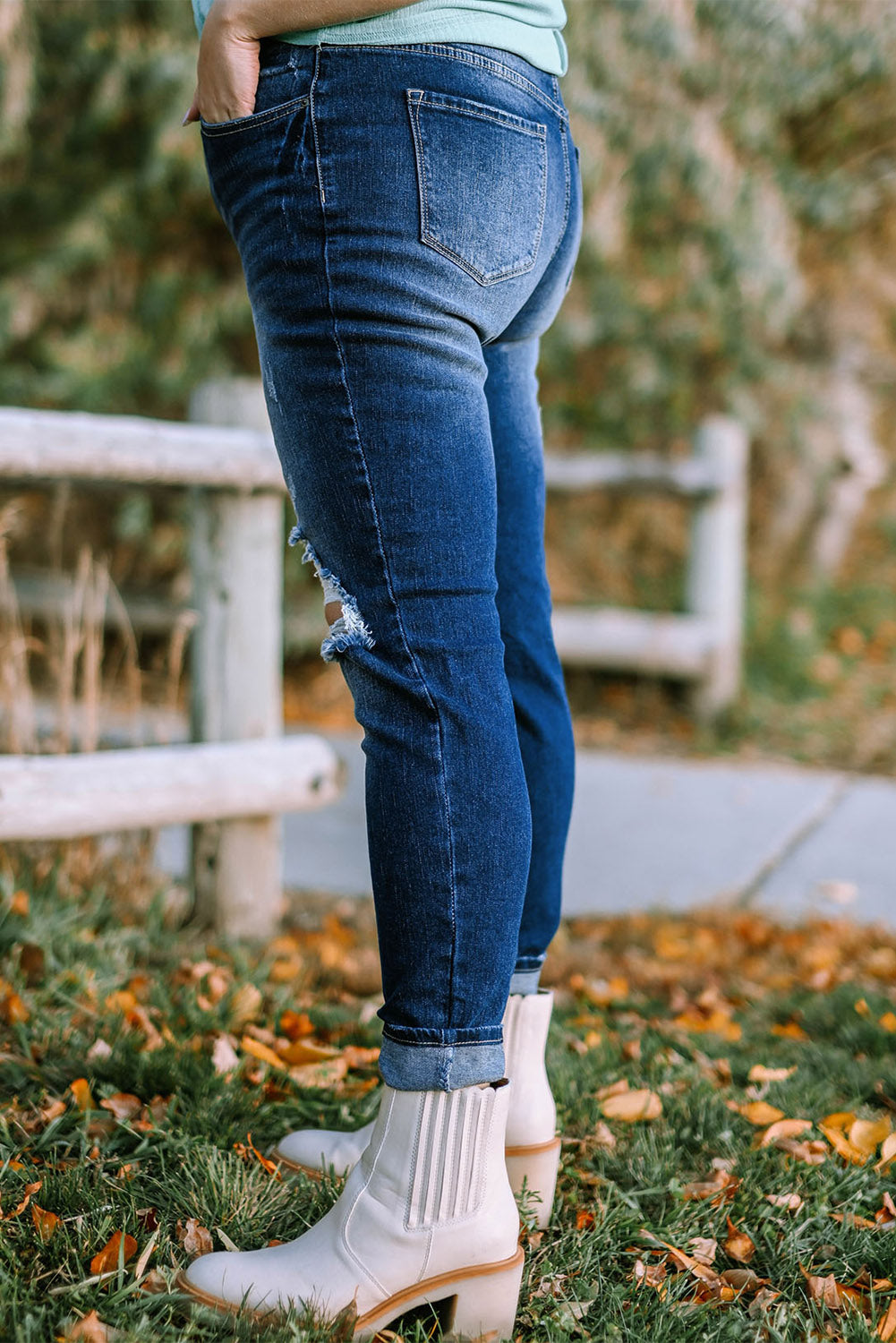 plus size button fly distressed jeans