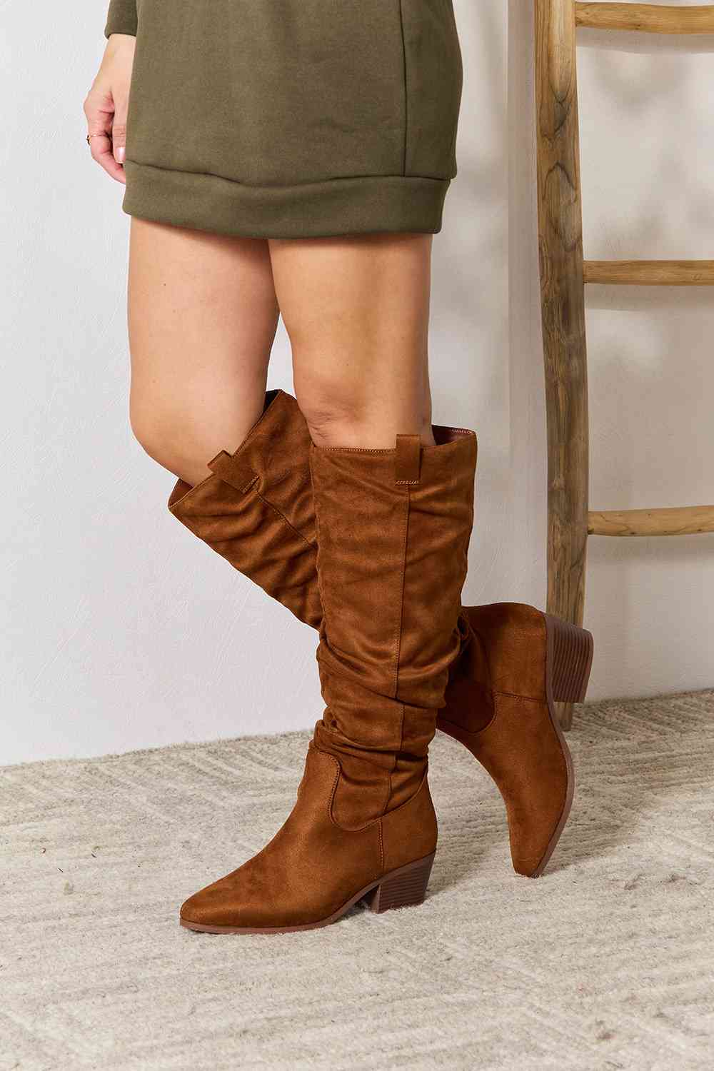 east lion corp block heel knee high boots