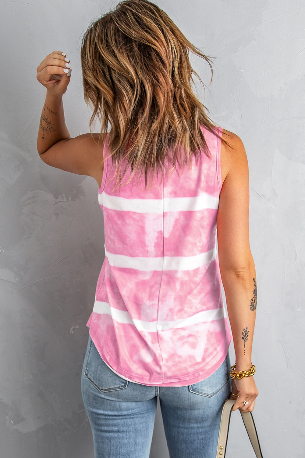 tie-dye scoop neck henley tank