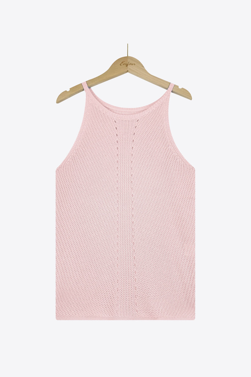 openwork grecian neck knit tank top