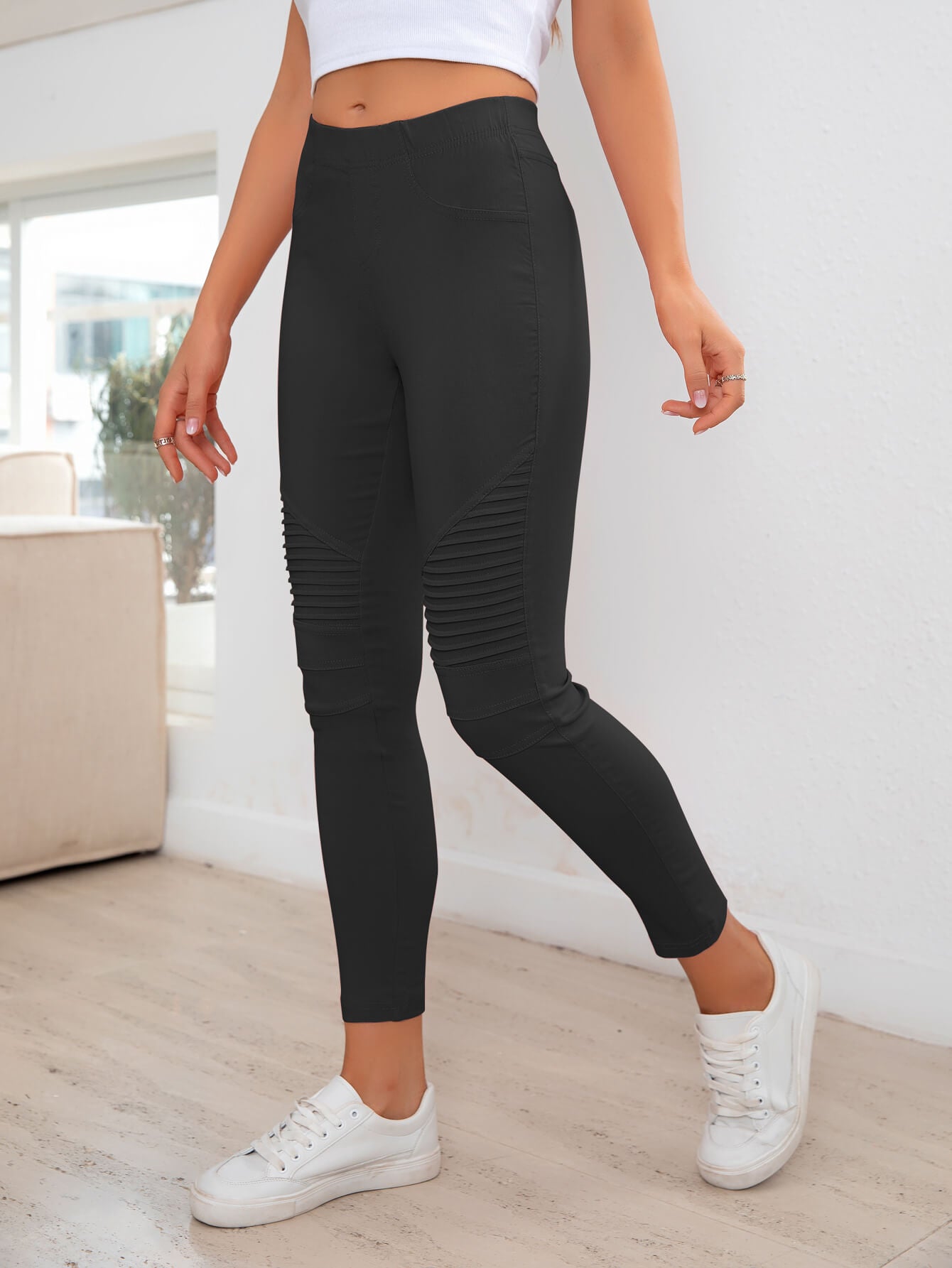 ribbed detail leggings