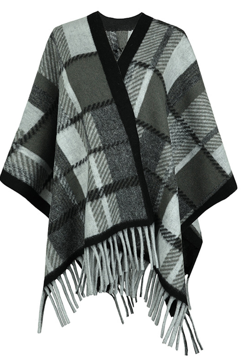 cloak sleeve fringe detail poncho