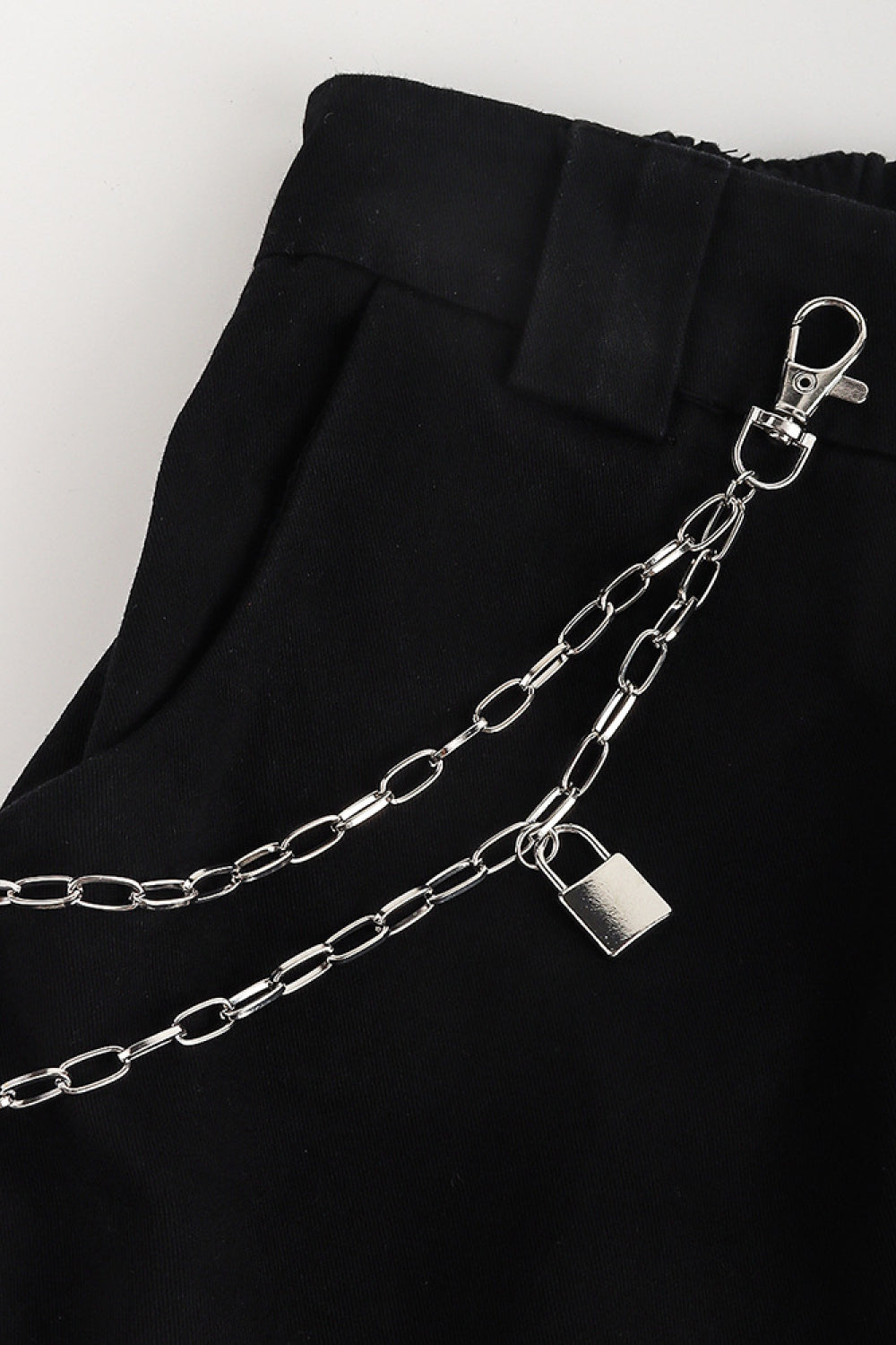 double layered iron chain belt with lock charm