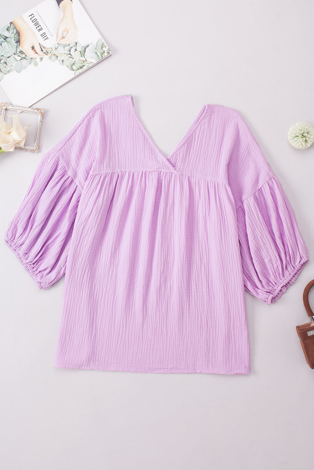 dropped shoulder v-neck blouse