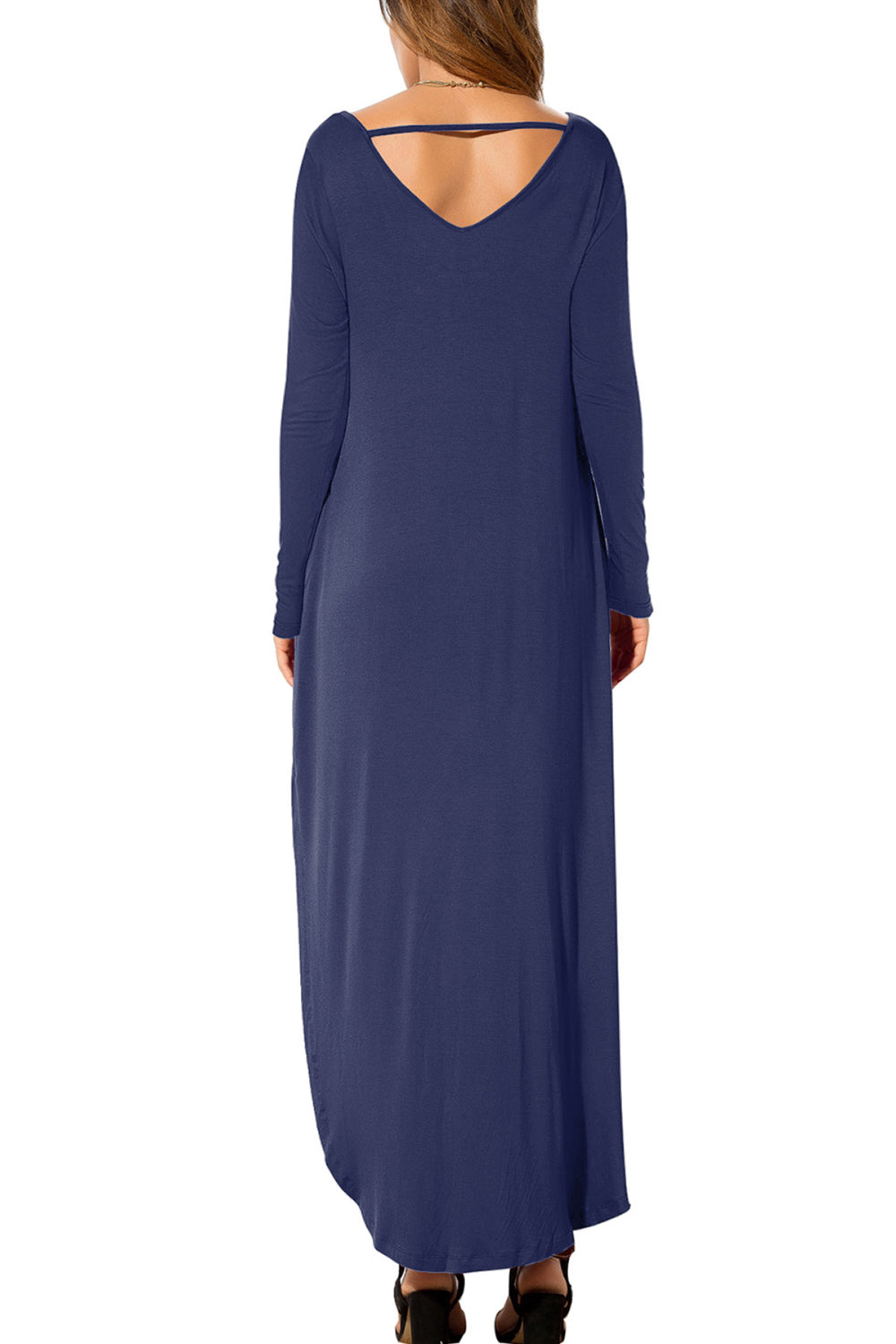split long sleeve v-neck maxi dress