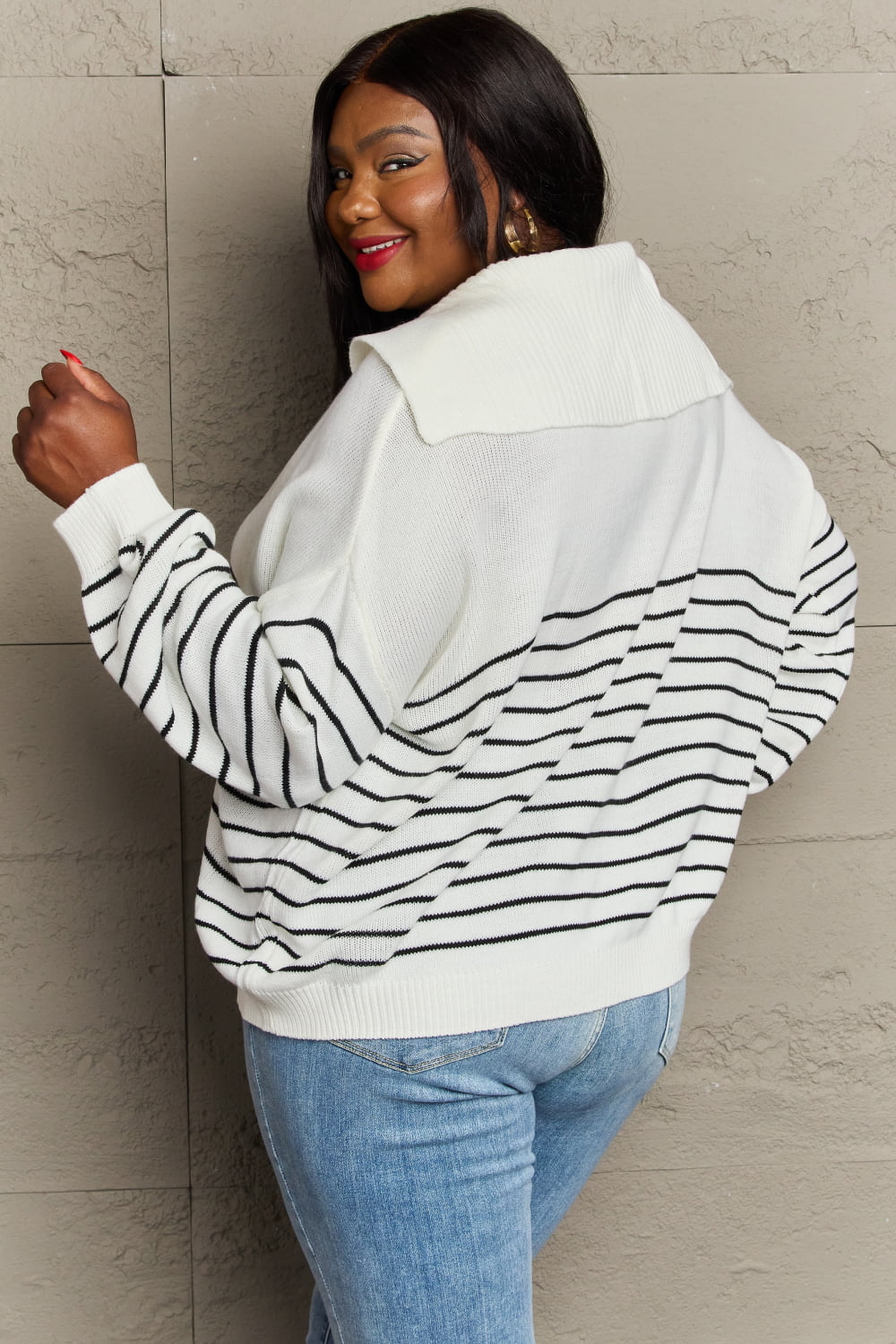 sew in love make me smile striped oversized knit top