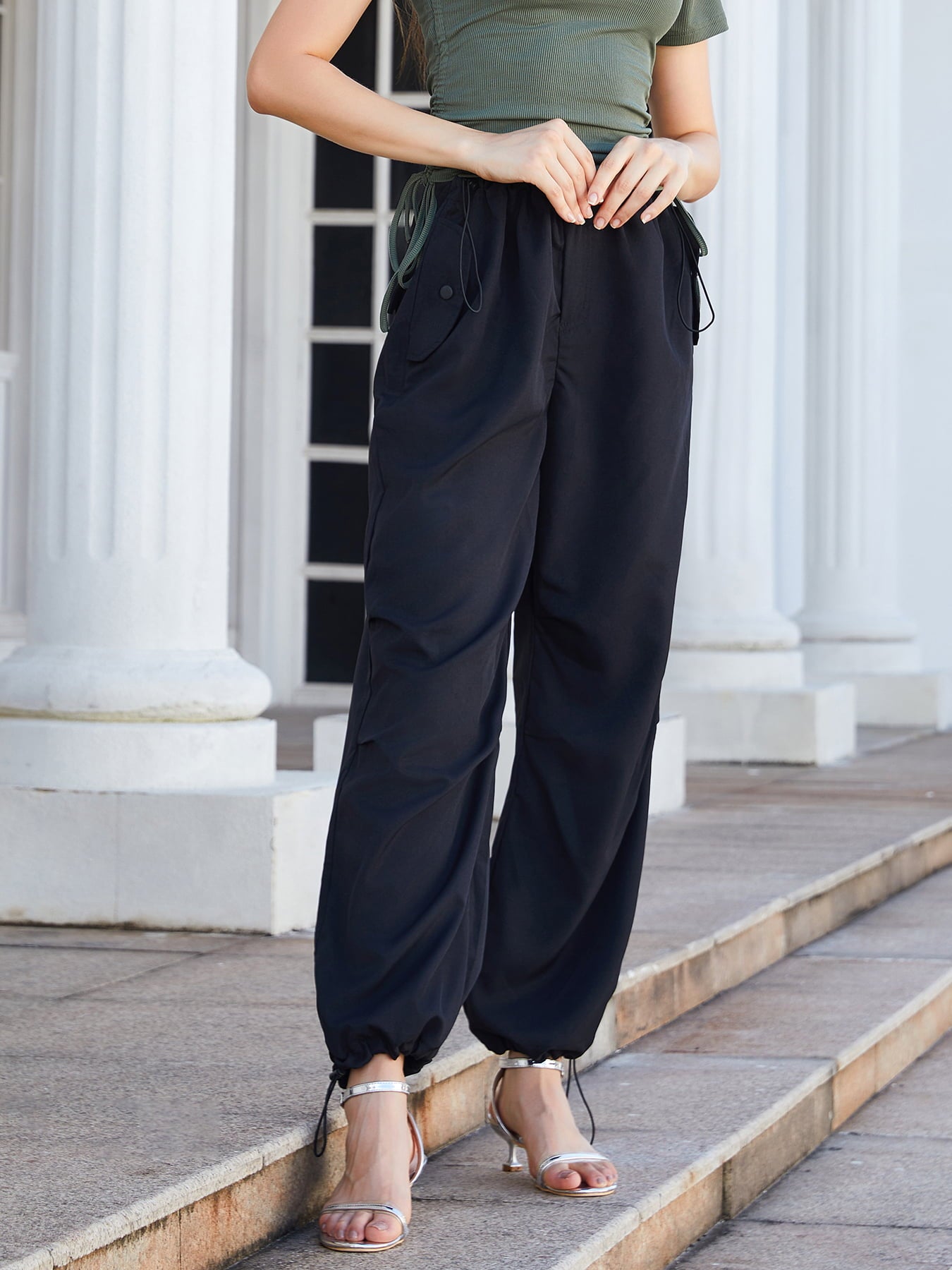 drawstring pants with pockets