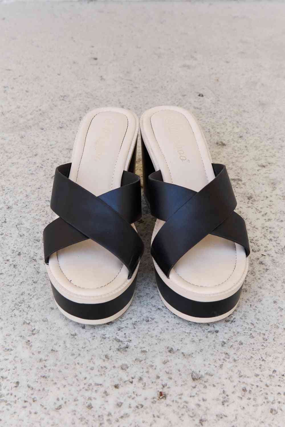 weeboo cherish the moments contrast platform sandals in black