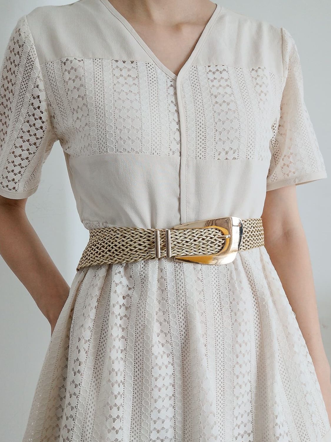 irregular buckle braid belt