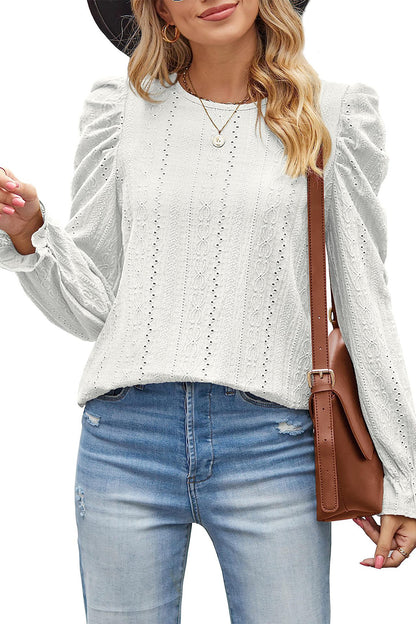 Round Neck Puff Sleeve Blouse