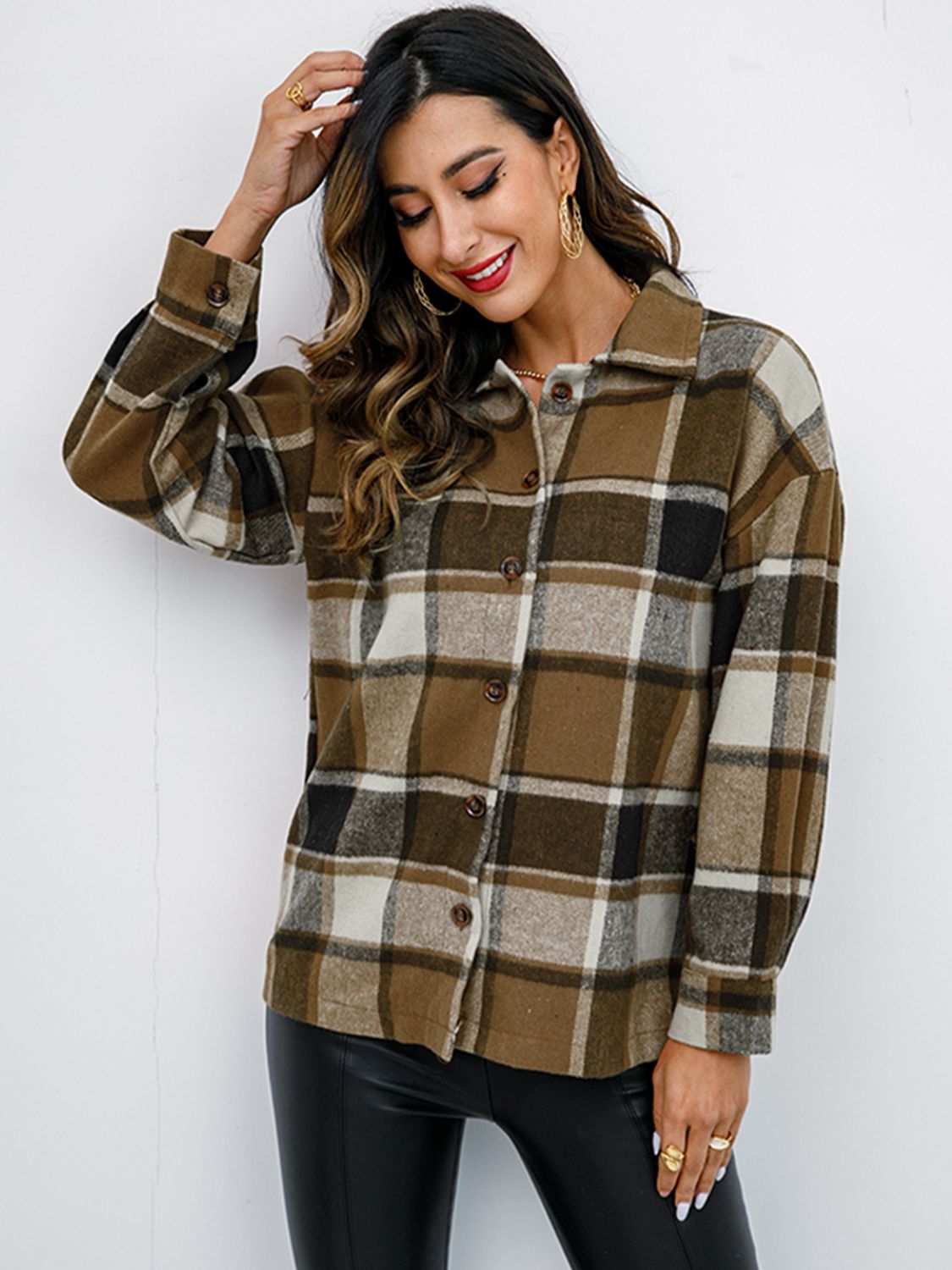 plaid button-down jacket