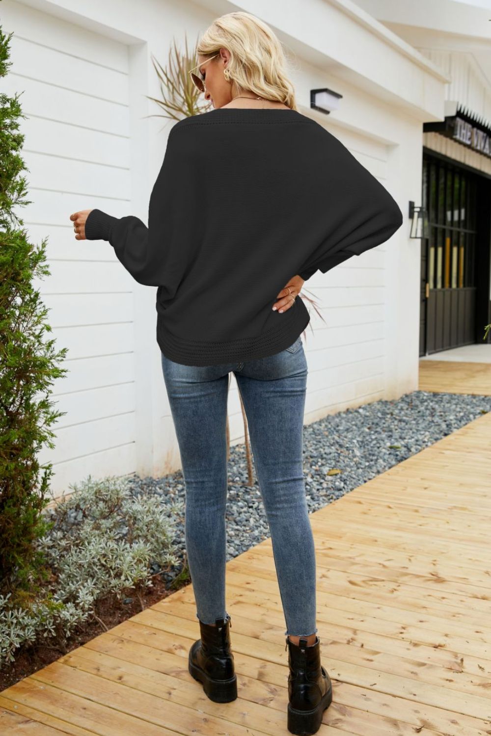 v-neck dolman sleeve sweater