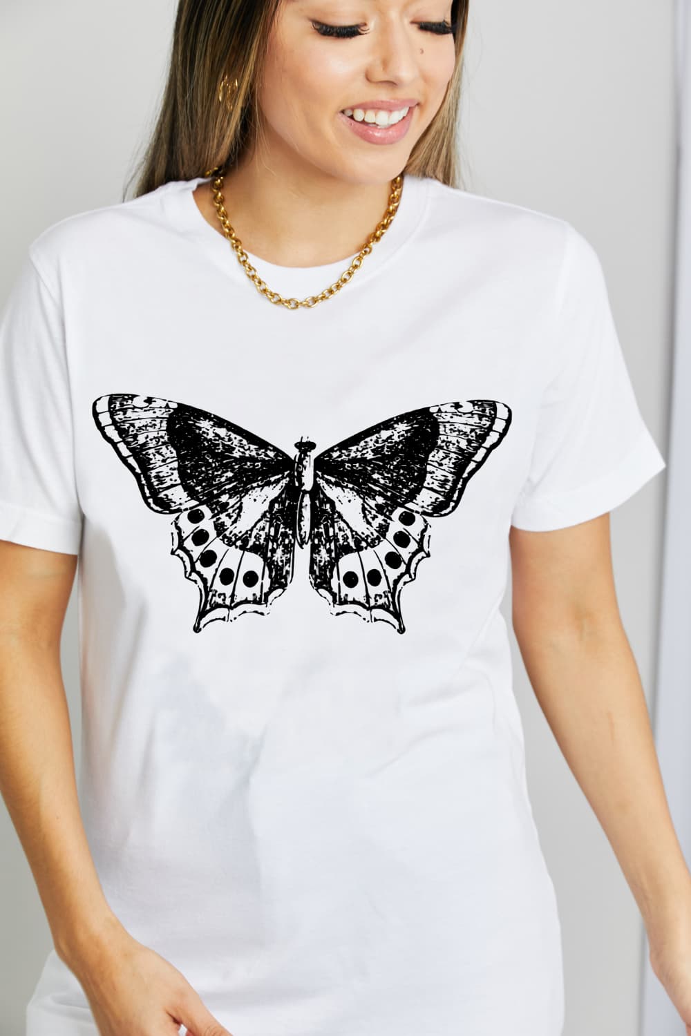 simply love full size butterfly graphic cotton t-shirt