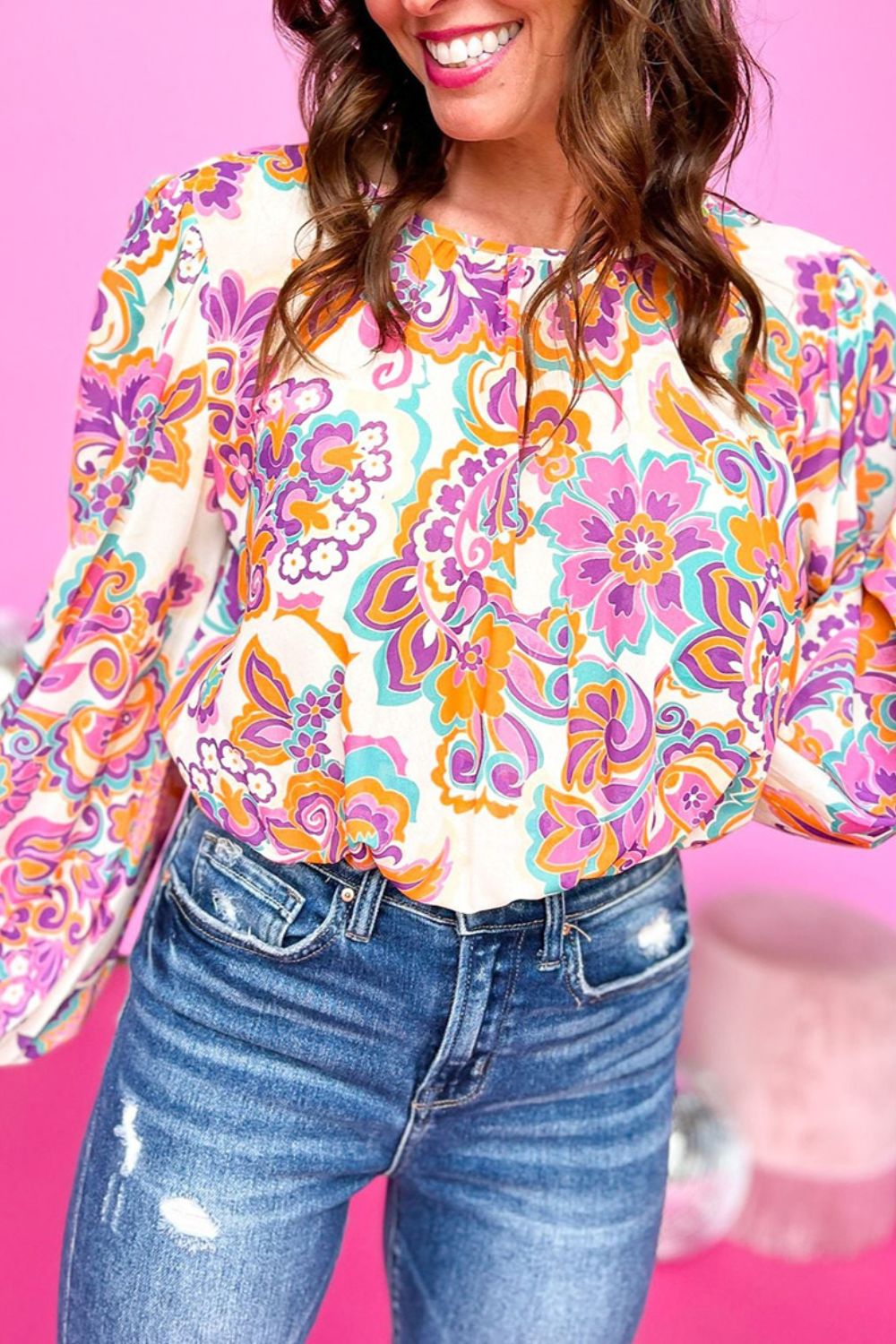 floral round neck blouse