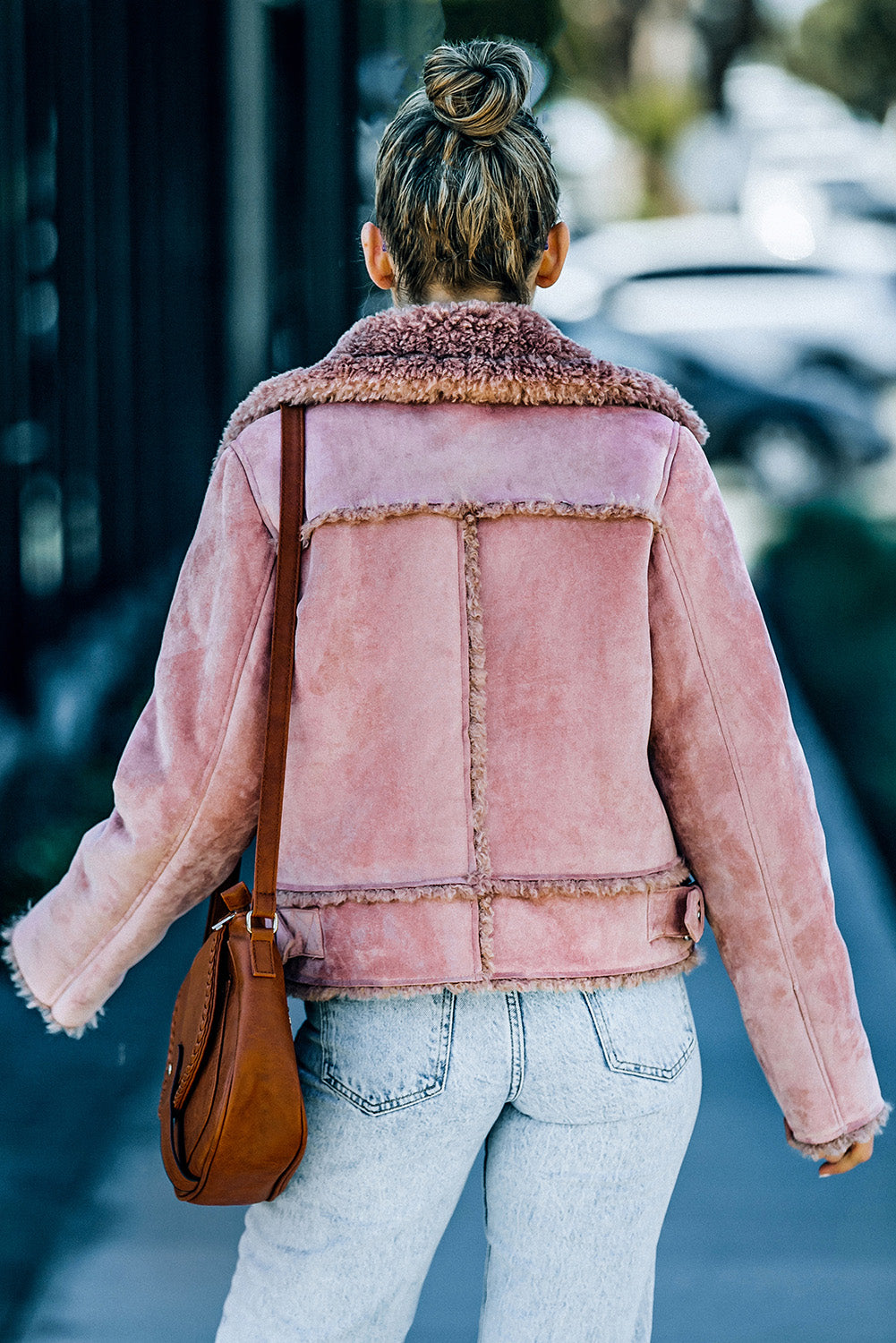 plush lining suede double-breasted jacket