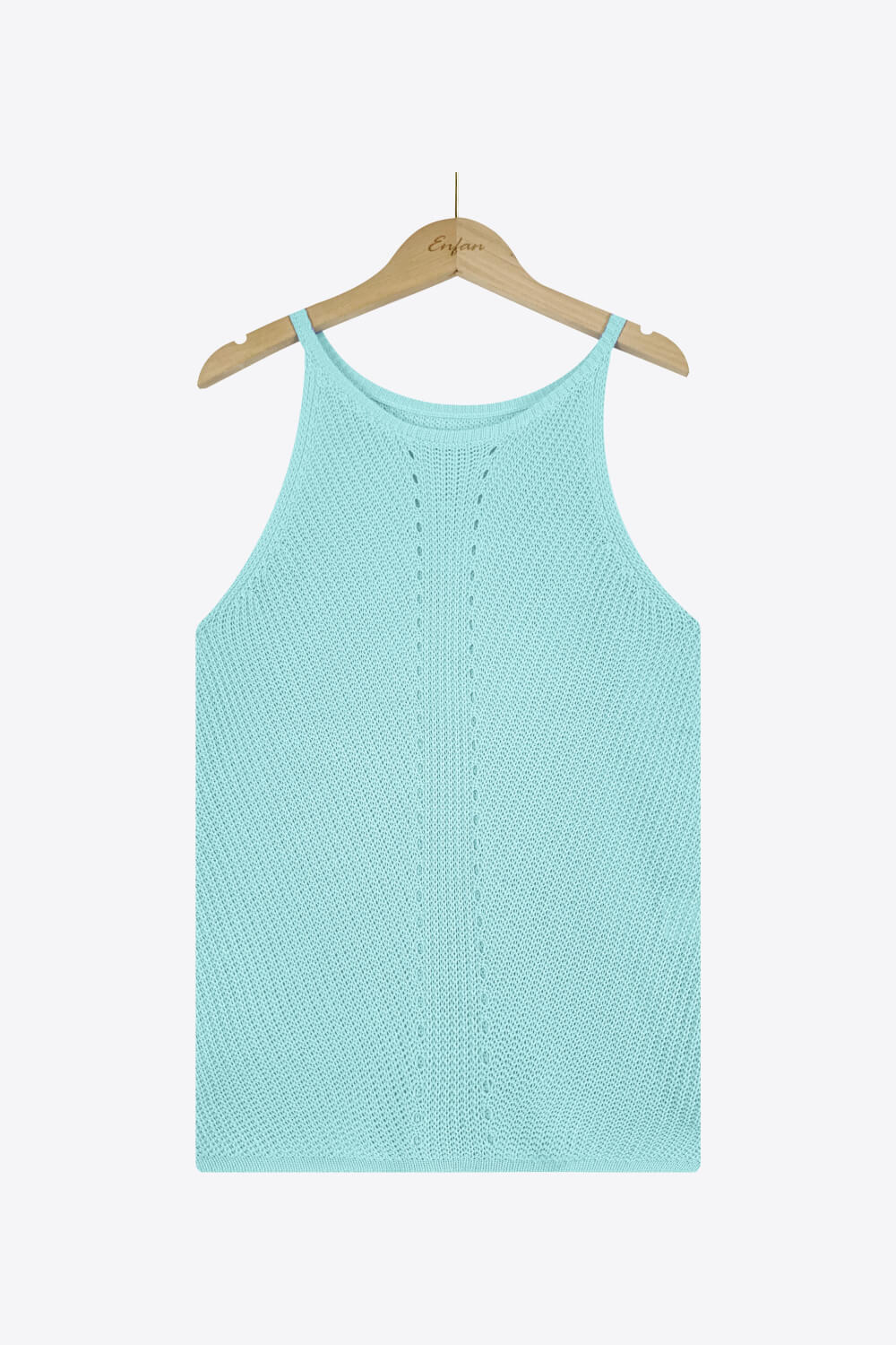 openwork grecian neck knit tank top