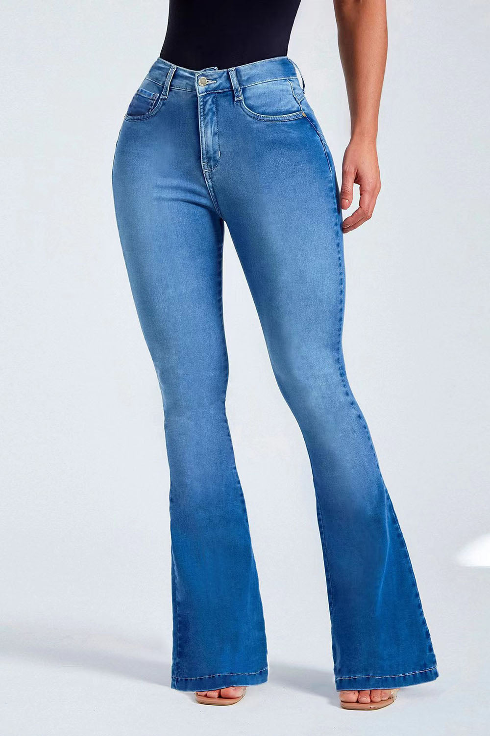 button fly long jeans