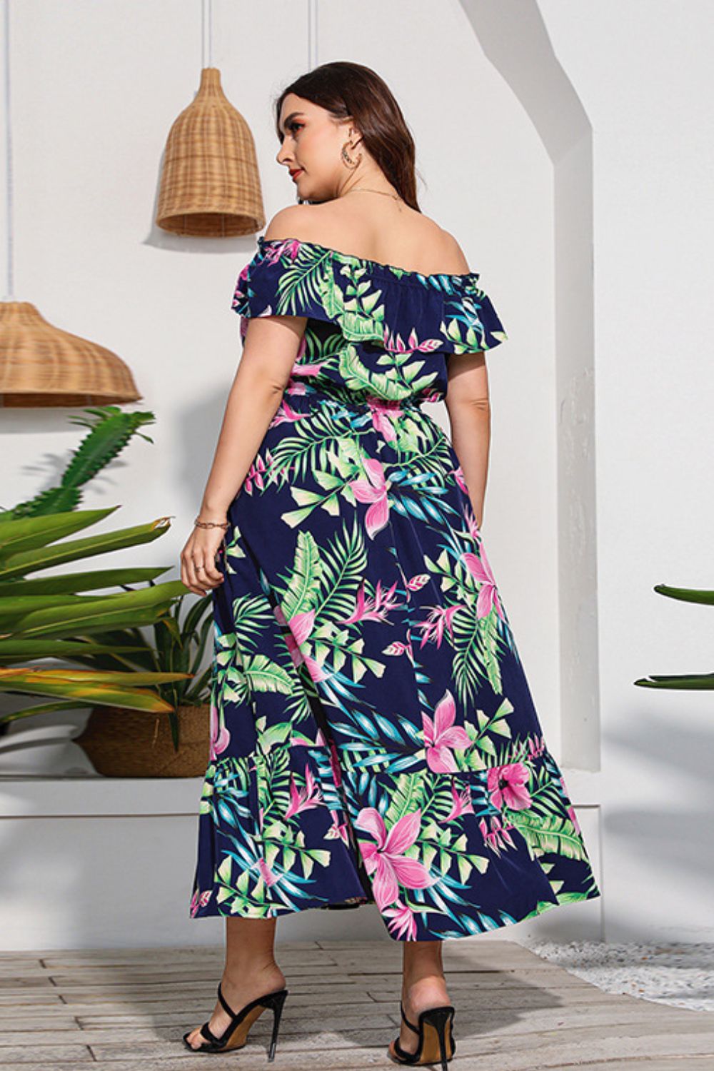 full size floral off-shoulder maxi dress