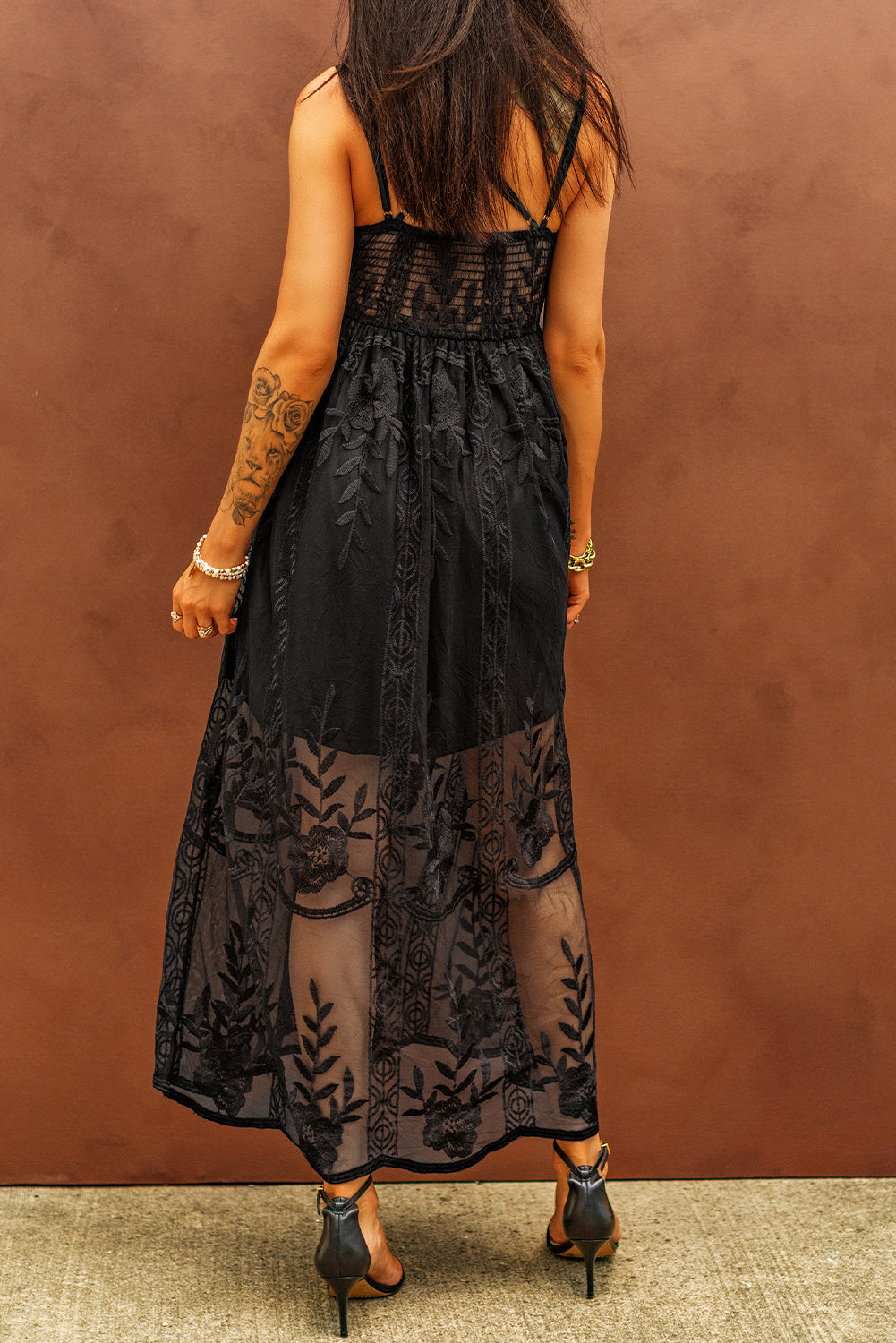 lace crisscross back sleeveless maxi dress