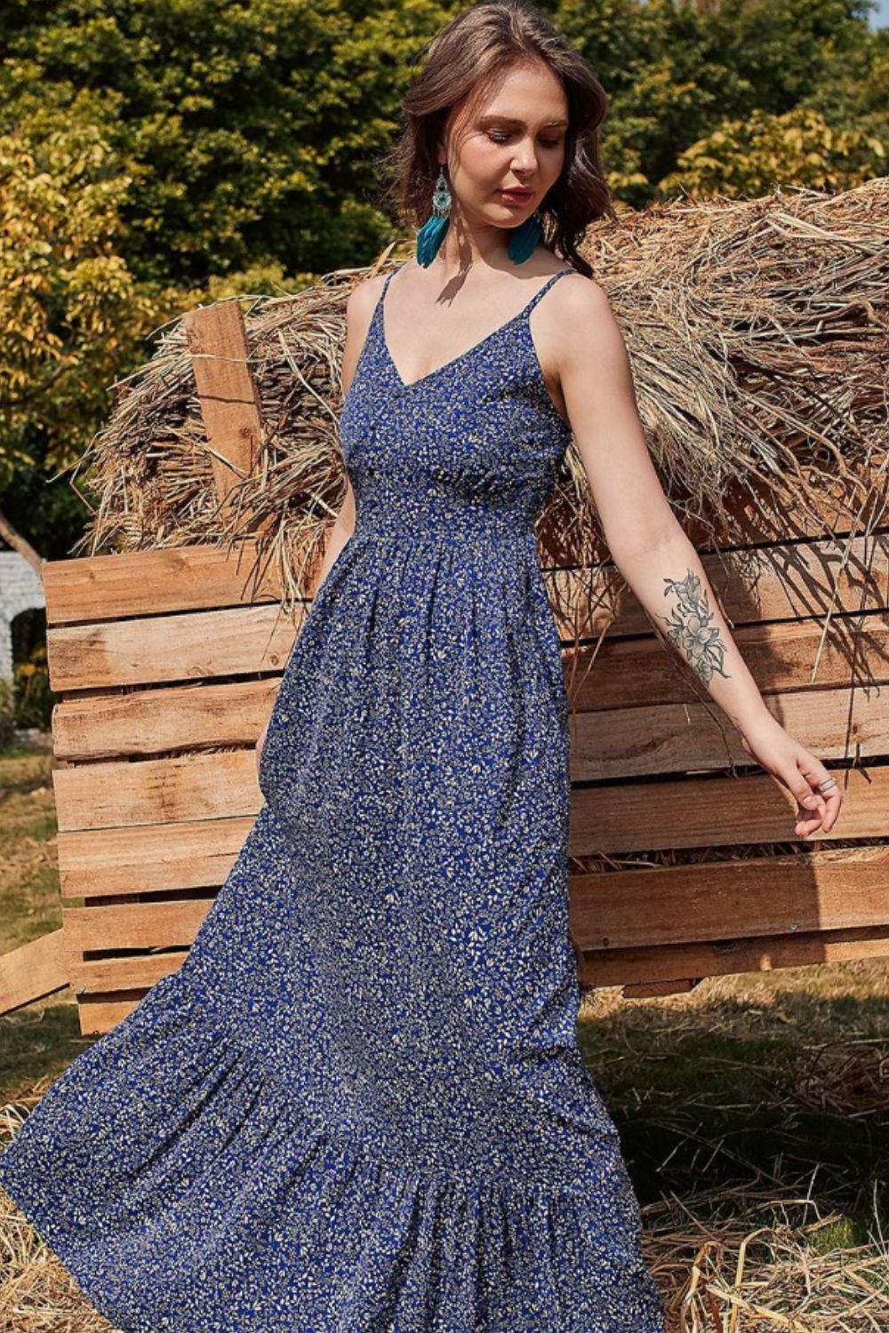 ditsy floral spaghetti strap maxi dress