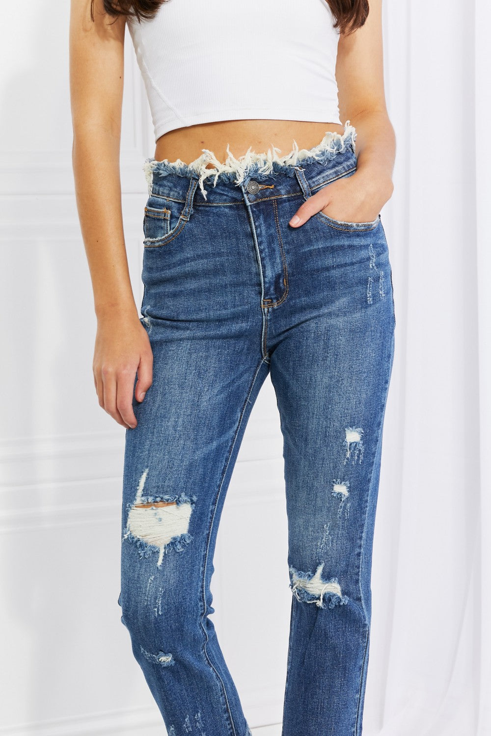 risen full size undone chic straight leg jeans