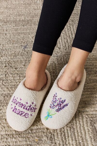 melody sequin pattern cozy slippers