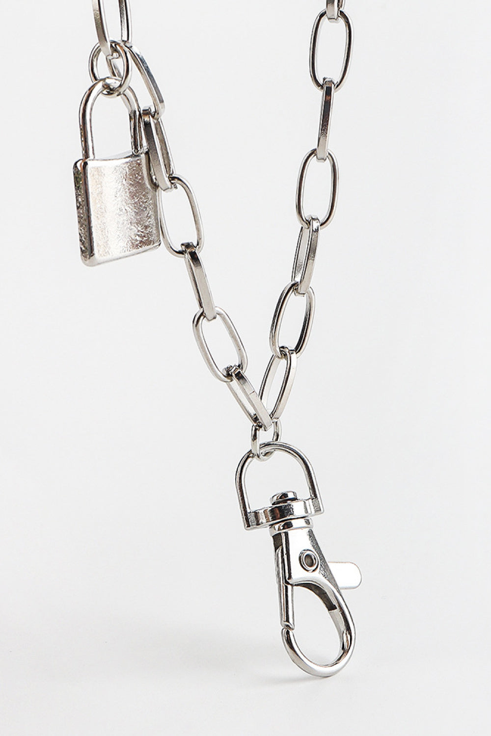 double layered iron chain belt with lock charm