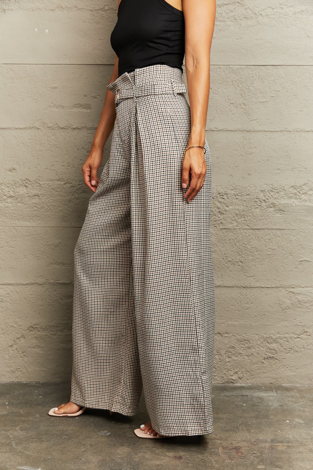 plaid wide leg pants